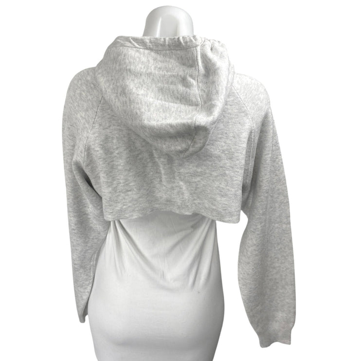 Bershka Gray Long Sleeve Cutout Drawstring Hooded Hoodie Crop Sweatshirt Top M