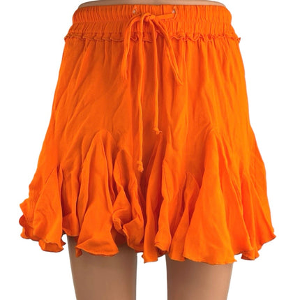 Gab & Kate Olivaceous Orange Elastic Waist Flowy Flare Mini A-Line Skirt Size S