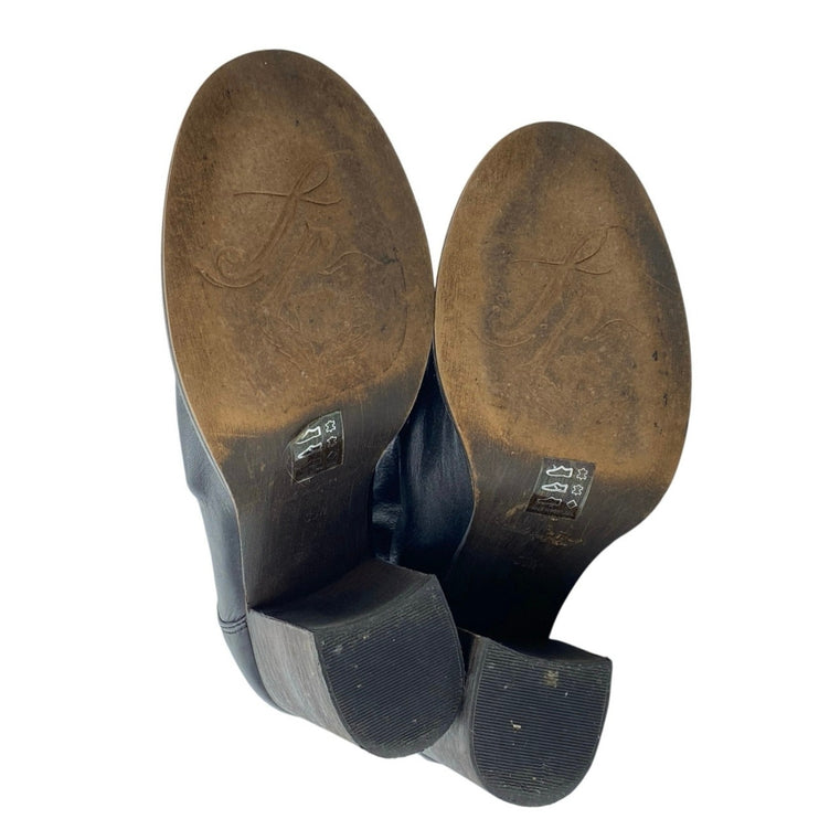 Free People Elle Women's Leather Zip Up Block Heel Round Toe Ankle Boots Size 8