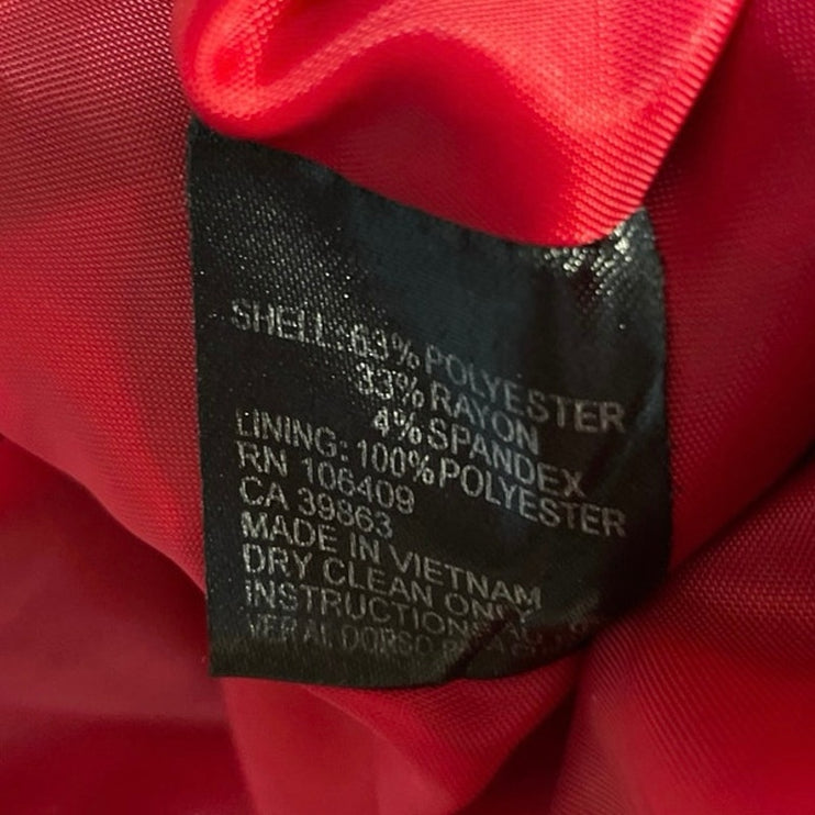 Tahari Women's Red Long Sleeve Button Down Collared Blazer Coat Jacket Size M