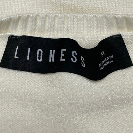 Lioness Women's Cream Sleeveless Knit Pocket Button Down Cardigan Sweater Top M
