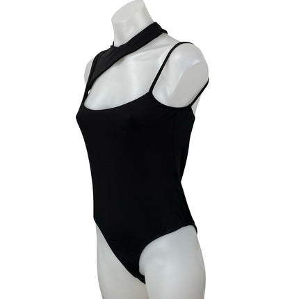 Princess Polly Womens Black Sleeveless Mock Neck Cutout Tank Bodysuit Top Size 8