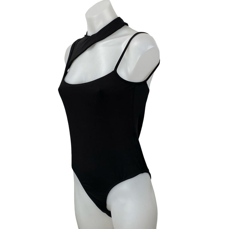 Princess Polly Womens Black Sleeveless Mock Neck Cutout Tank Bodysuit Top Size 8