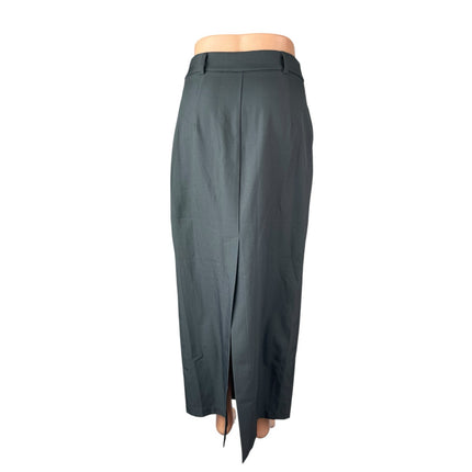 Princess Polly Women's Dark Gray High Waisted Slit Pleated Pencil Midi Skirt 4