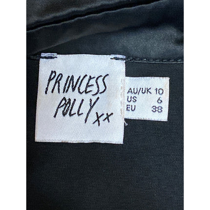 Princess Polly Black Satin Ruched Button Doen Long Sleeve Mini Shirt D –  Brie