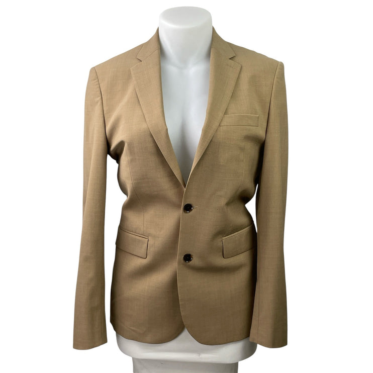 Express Women's Tan Long Sleeve Notch Lapel Pocket Blazer Coat Suit Jacket 39L