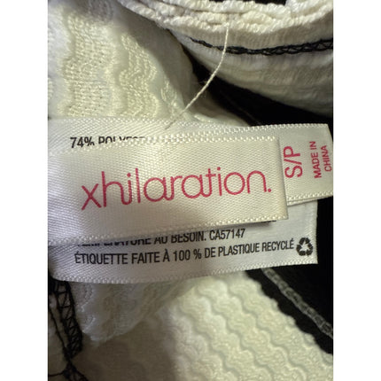 Xhilaration Womens Black White Textured Striped Pleated Mini A-Line Skirt Size S