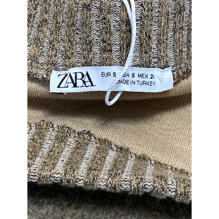 Zara Women's Tan Knit High Waisted Mini Straight Pencil Sweater Skirt Size S