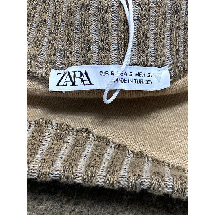 Zara Women's Tan Knit High Waisted Mini Straight Pencil Sweater Skirt Size S