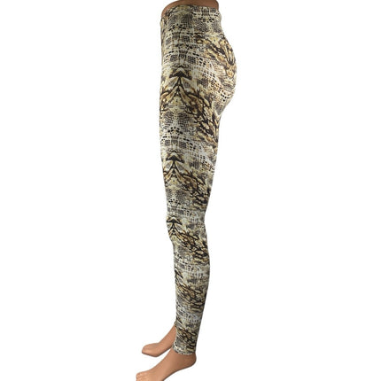 All Access x Bandier Tan Snakeskin Animal Print Yoga Athletic Leggings Pants S