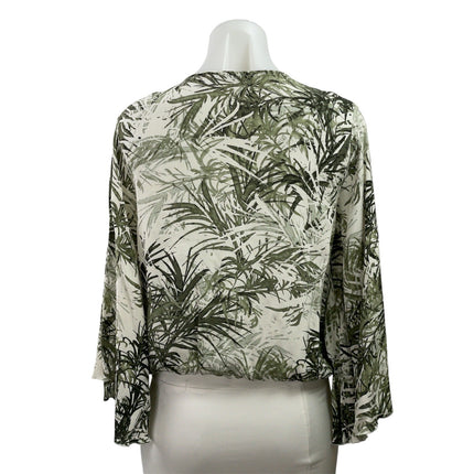 Sanctuary Women's Green Leaf Print V Neck Long Sleeve Wrap Blouse Top Size L
