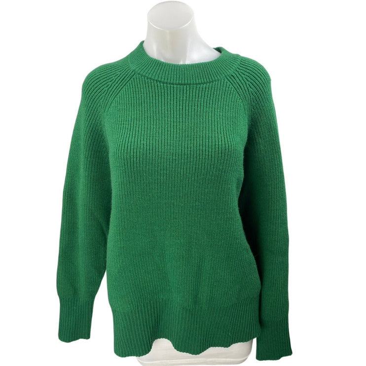 Zara Womens Green Chunky Knit Wool Mock Neck Long Sleeve Oversized Sweater Top L