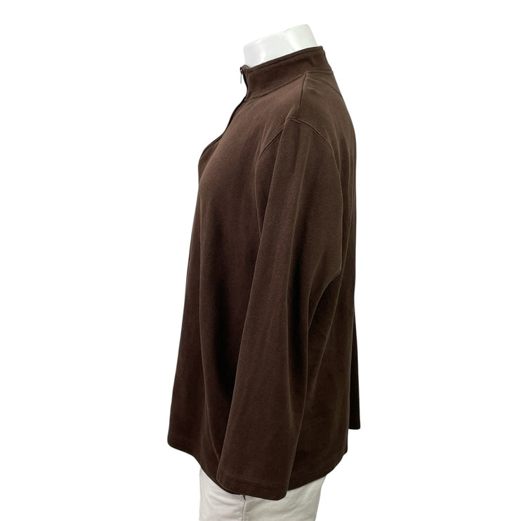 Sun River Mens Brown 1/4 Zip High Neck Long Sleeve Performace Polo Shirt Top L