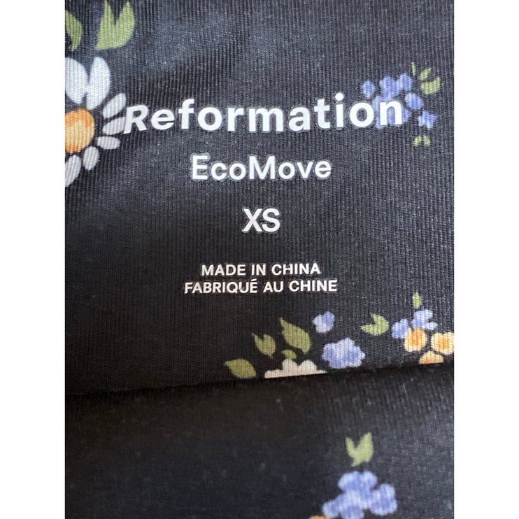 Reformation Rover Black Floral Sleeveless Square Neck Tank Crop Top Size XS