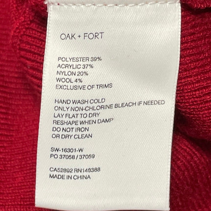 Oak + Fort Women's Red Wool Knit Asymmetric Long Sleeve Tunic Sweater Top Size S