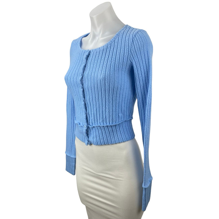 Urban Outfitters Out From Under Blue Rib Knit Button Up Crop Cardigan Sweater XS