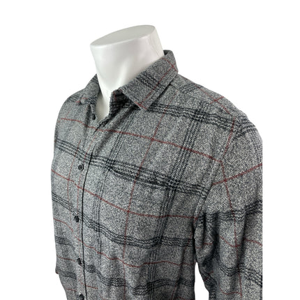 Urban Outfitters Men's Gray Plaid Knit Long Sleeve Button Down Shirt Top Size M