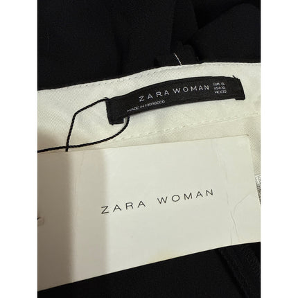NEW Zara Women's Black Wide Leg High Waist Tie Belted Trousers Dress Pants Sz XL