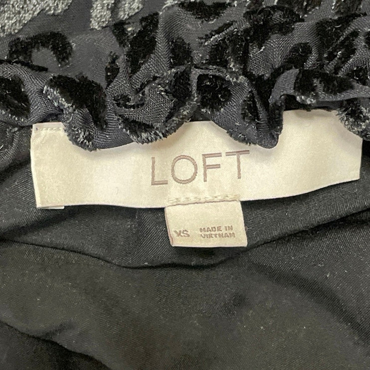 Ann Taylor LOFT Velvet Burnout Leopard Ruffle Tiered A Line Mini Dress Size XS