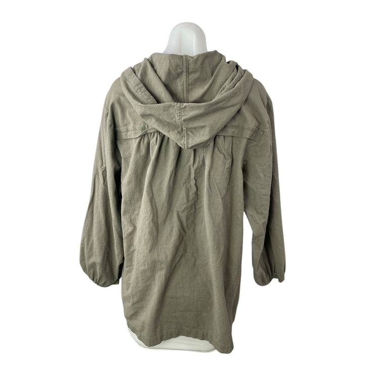 Soft Surroundings Women's Olive Green Hoodie Hooded Long Sleeve Shirt Top Size L