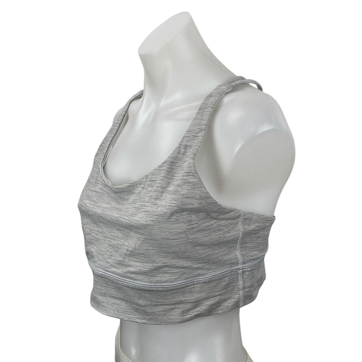 Lululemon Energy Gray Crossback Yoga Workout Athletic Sports Bra Crop Top Sz 12