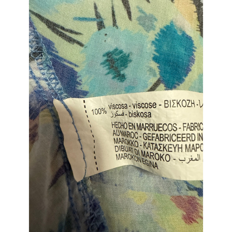 Zara Blue Multicolor Floral Sleeveless Cami Camisole Tank Sheath Midi Dress Sz S