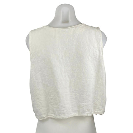 Abercrombie & Fitch White Linen Sleeveless Tie Front V-neck Crop Tank Top Sz XL