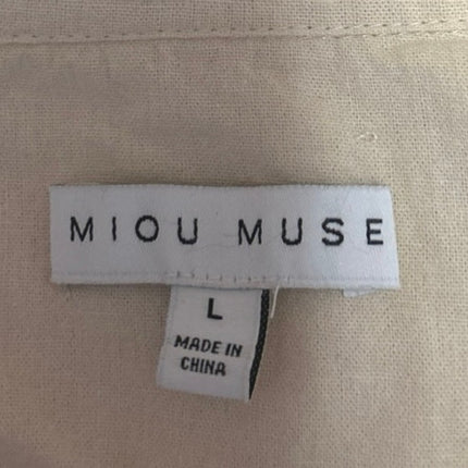 Miou Muse Yellow Collared Short Sleeve Cropped Button Down Shirt Top Size L