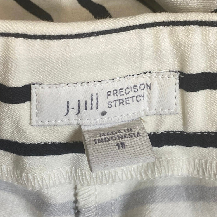 J. Jill Precision Stretch White Striped High Rise Pull On Straight Pants Size 18