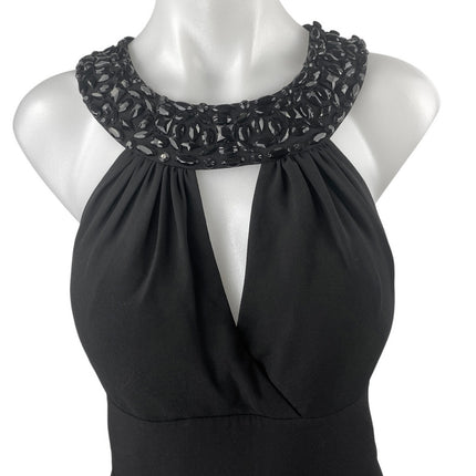 White House Black Market Black Beaded Jeweled Sleeveless Maxi Gown Tank Dress 10