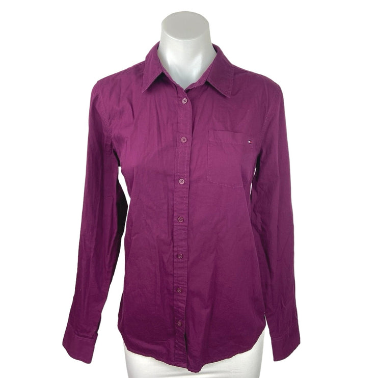 Tommy Hilfiger Purple Cotton Long Sleeve Chest Pocket Button Down Shirt Size M