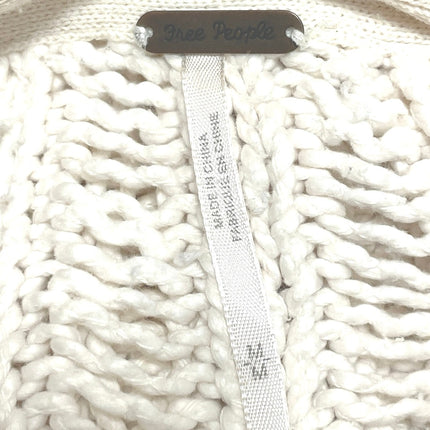 Free People Infinite Women Beige Chunky Knit Oversized V Neck Sweater Top Size M