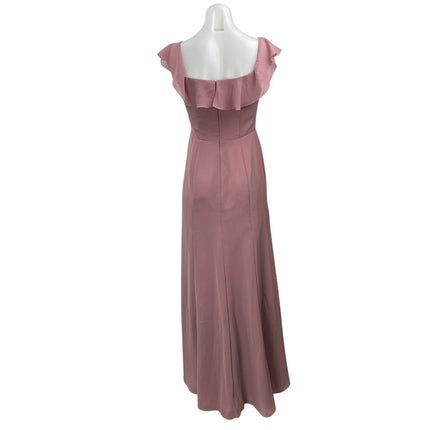Azazie Pink Ruffle Flutter Sleeve Sweetheart Fit & Flare Bridesmaid Dress Size 8