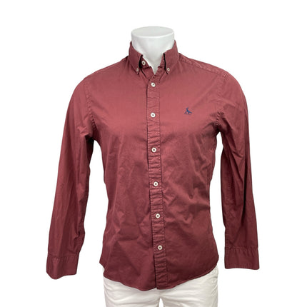 Charles Tyrwhitt Men's Red Slim Fit Long Sleeve Button Down Shirt Top Size S