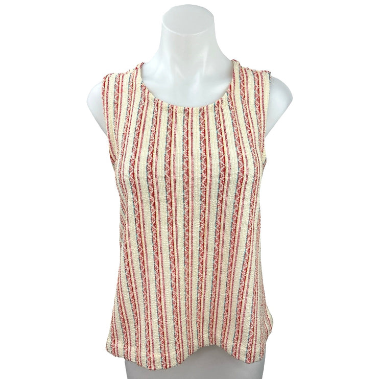 Madewell Multicolor Sleeveless Bouclé Knit Stripe Tweed Cross-Back Tank Top Sz S