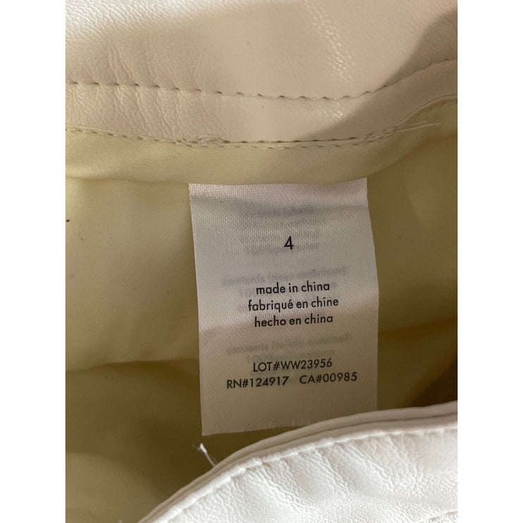 WeWoreWhat White Faux Leather Vegan High Waist Slit Front Midi Skirt Size 4