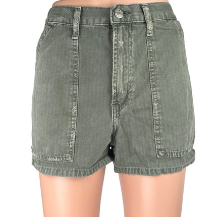 Zara Women's Green Gray High Waist Wide Leg Casual Denim Jeans Shorts Size 6