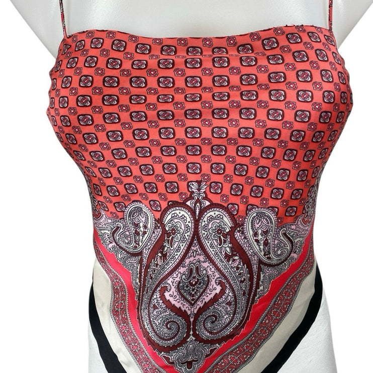 Zara Multicolor Floral Paisley Bandana Sleeveless Cami Tank Crop Top Size XS