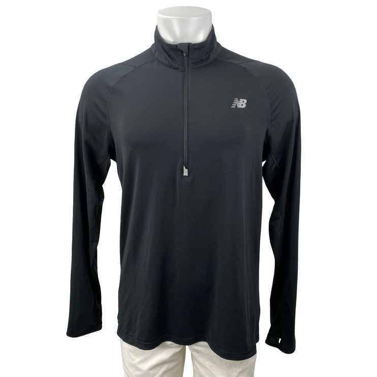 New Balance Men's Black High Neck Long Sleeve Sports Athletic Activewear Top L