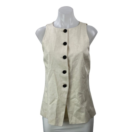 NEW Madewell Ivory White Sleeveless Crewneck Cutaway Drapey Twill Vest Top Sz 2