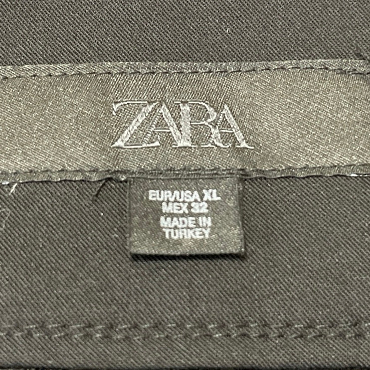 Zara Women's Black Switch Flip Pleated High Rise Wide Leg Trouser Pants Size XL
