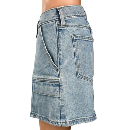 Abercrombie & Fitch The Dad Women's Blue Light Wash Cargo Denim Jean Shorts 28/6
