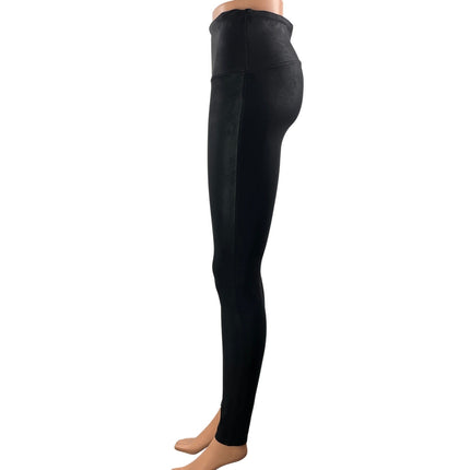 Spanx Women's Black Faux Leather Vegan Stretch High Rise Leggings Pants Size L