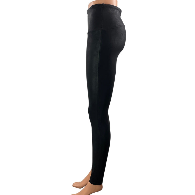 Spanx Women's Black Faux Leather Vegan Stretch High Rise Leggings Pants Size L
