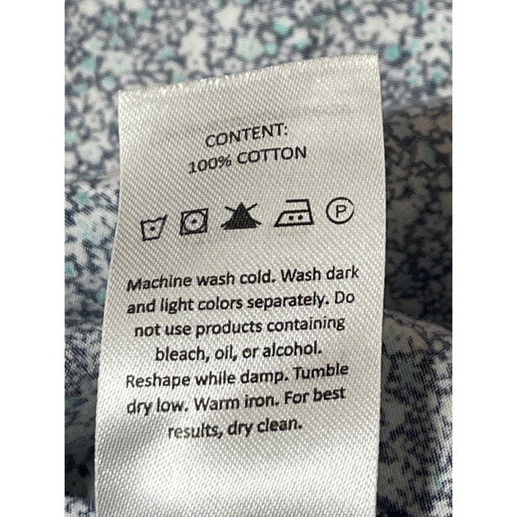 Level Ten Mens Gray Floral Short Sleeve Slim Casual Button Down Shirt Top Size S