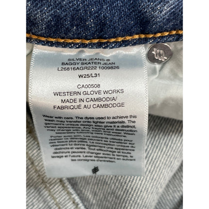 Silver Jeans Co Women's Blue Mid Rise Wide Leg Baggy Palazzo Denim Jeans Size 25