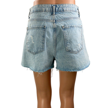 Zara Women's Blue High Rise Light Wash Distressed Cut Off Denim Jean Shorts S