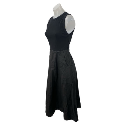 Zara Black Sleeveless Ribbed Knit Tank Fit & Flare A Line Midi Dress Size S