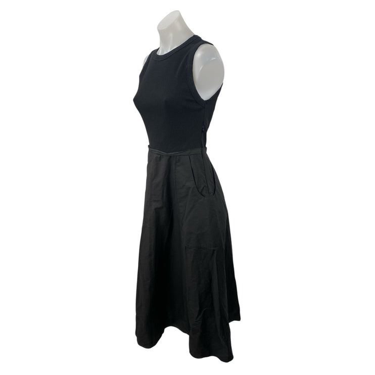 Zara Black Sleeveless Ribbed Knit Tank Fit & Flare A Line Midi Dress Size S