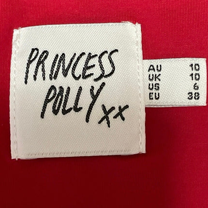 Princess Polly Womens Red Sleeveless Square Neck Stretch Crop Tank Top Size 6